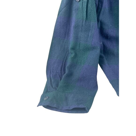 Plassy Checkered Button-Up Shirt Medium Green & Navy Long Sleeves Oversized - Picture 4 of 6